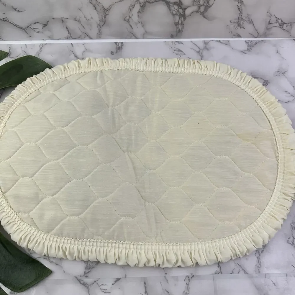 Vintage 80s Quilted Placemats Cloth Napkins Set of 4 Brown Floral Cottagecore